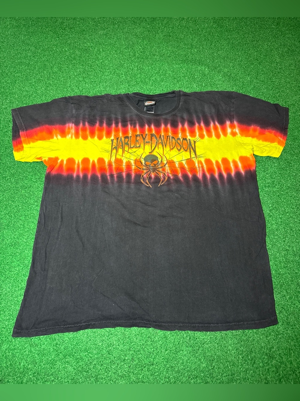 Harley Davidson Spider Skull T Shirt Tie Dye XL Biker Grunge Fall Halloween